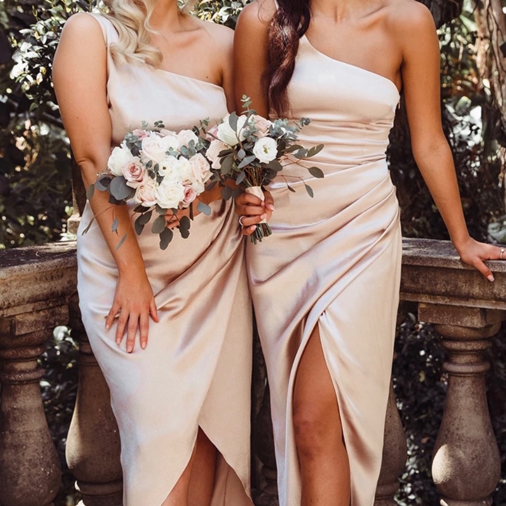 White Fox Willow Wrap Dress - champagne